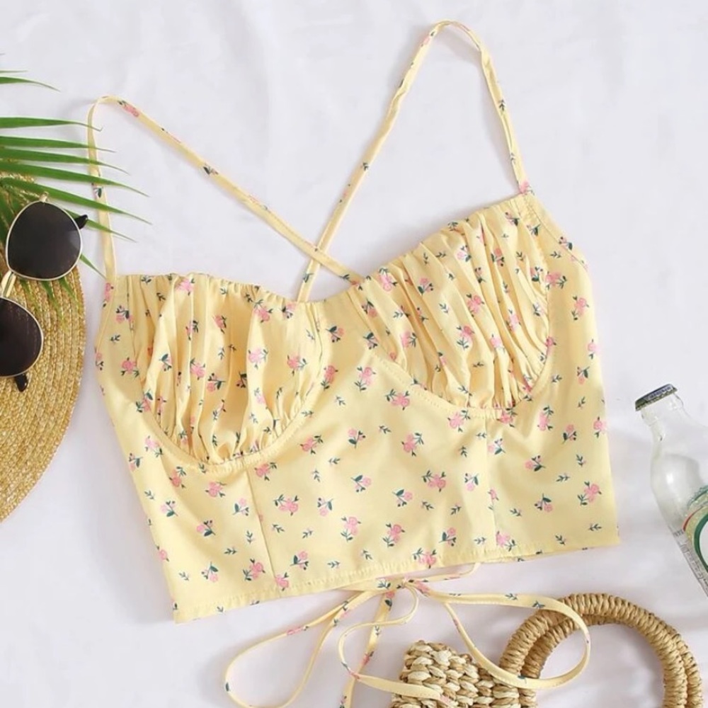 SHEIN Yellow Pastel Floral Top